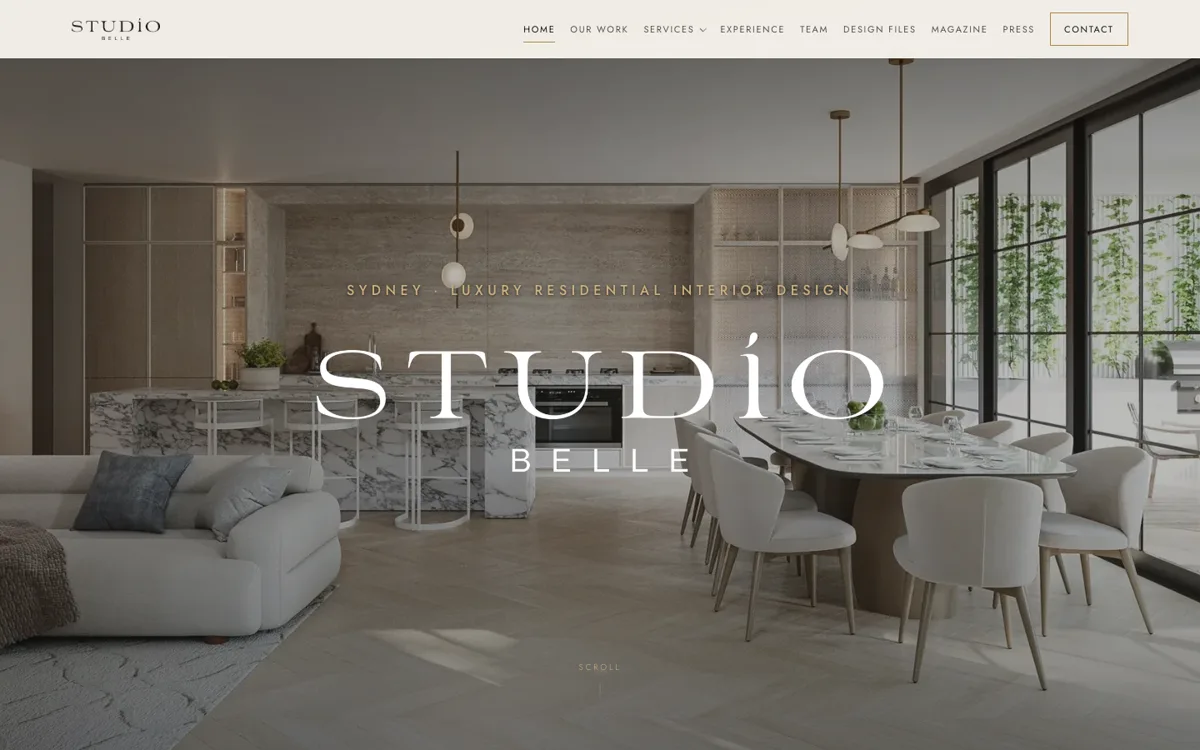 The Studio Belle homepage.